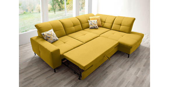 ECKSOFA  in Chenille Currygelb  310/240 cm  - Currygelb/Schwarz, Design, Textil/Metall (310/240cm) - Xora