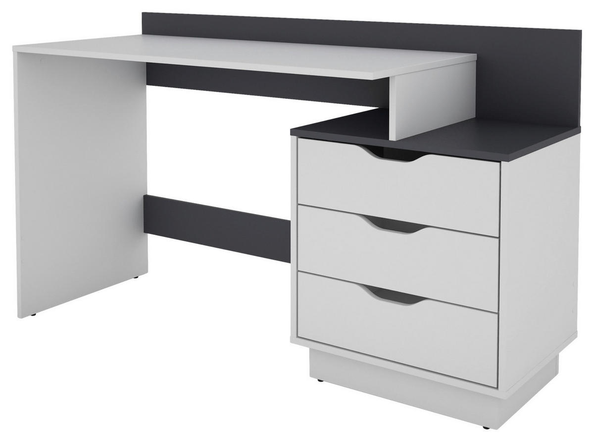 SCHREIBTISCH 138/51,5/83,5 cm  in Anthrazit, Weiß  - Anthrazit/Weiß, MODERN, Holzwerkstoff (138/51,5/83,5cm) - MID.YOU