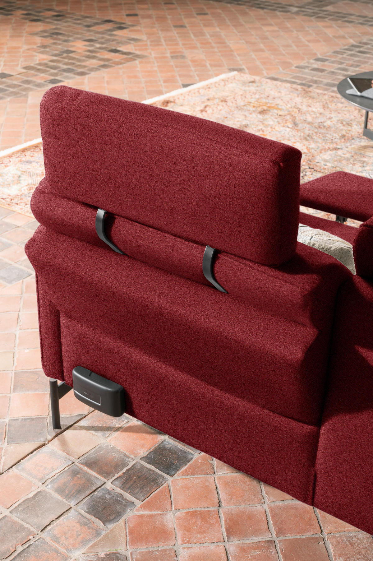 ECKSOFA in Flachgewebe, Struktur Rot  230/254 cm  - Anthrazit/Rot, Design, Textil/Metall (230/254cm) - Johann Jakob