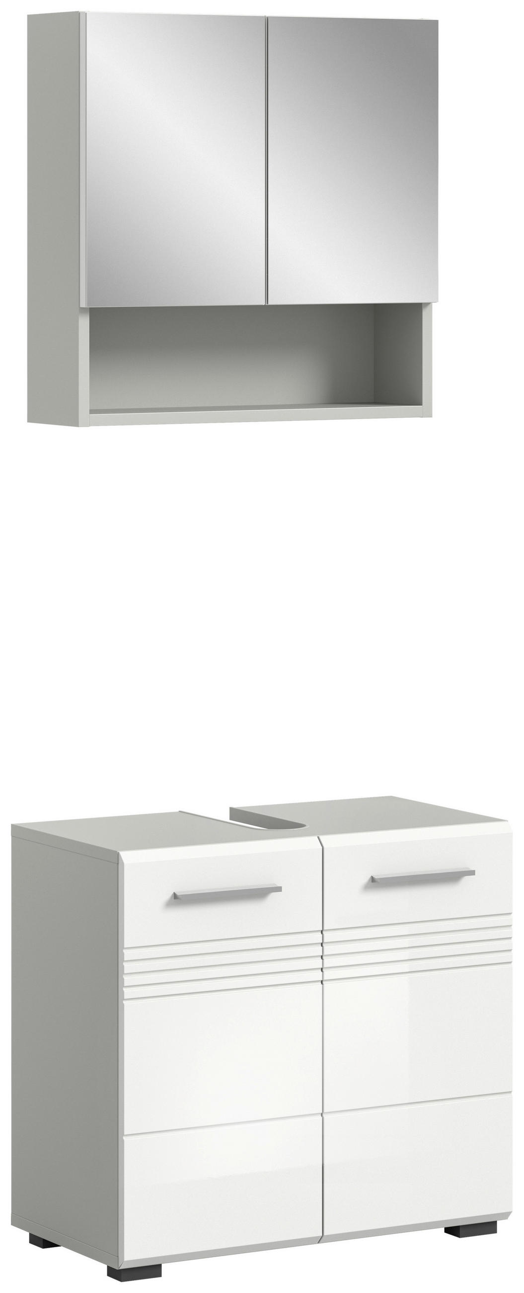 KOUPELNA šedá, vysoce lesklá bílá  - šedá/černá, Moderní, kompozitní dřevo/plast (60cm) - MID.YOU