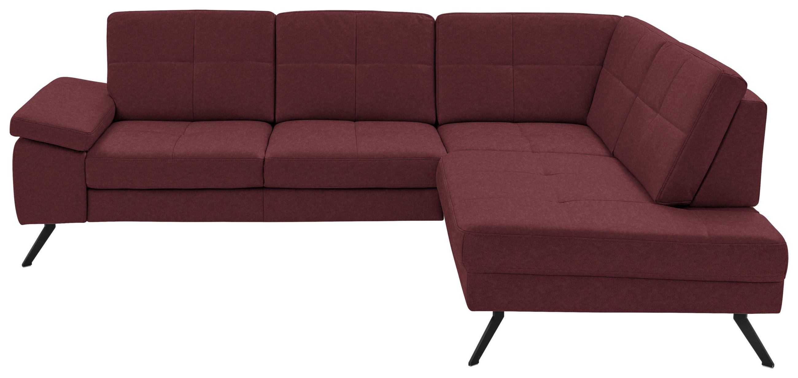 ECKSOFA in Lederlook, Mikrofaser Bordeaux  - Bordeaux/Schwarz, Design, Textil/Metall (261/220cm) - Beldomo System