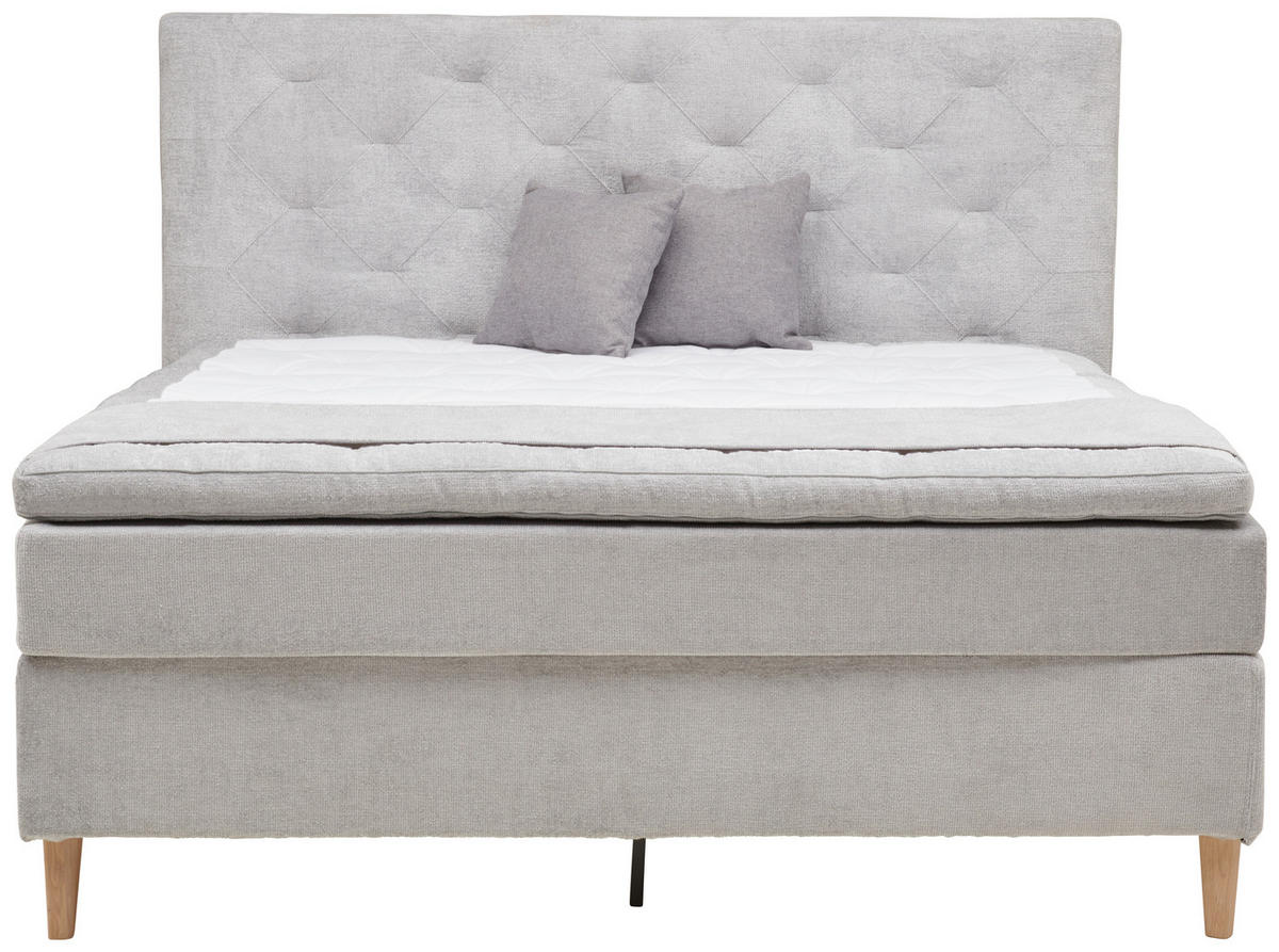 BOXSPRINGBETT 180/200 cm  in Hellgrau  - Eichefarben/Hellgrau, Konventionell, Holz/Textil (180/200cm) - Welnova