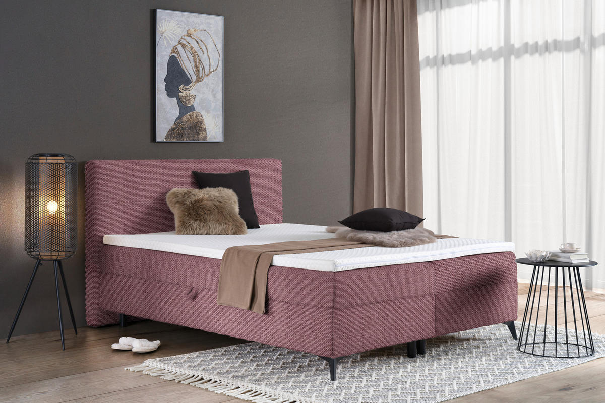BOXBETT 160/200 cm  in Beere  - Beere/Schwarz, Design, Holz/Holzwerkstoff (160/200cm) - Xora