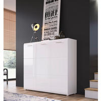SCHUHSCHRANK Weiß Hochglanz, Weiß  - Chromfarben/Weiß Hochglanz, MODERN, Holzwerkstoff/Kunststoff (134,8/120/36cm) - Boxxx