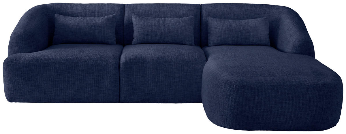 ECKSOFA Dunkelblau Struktur  - Schwarz/Dunkelblau, MODERN, Kunststoff/Textil (256/160cm) - Livetastic