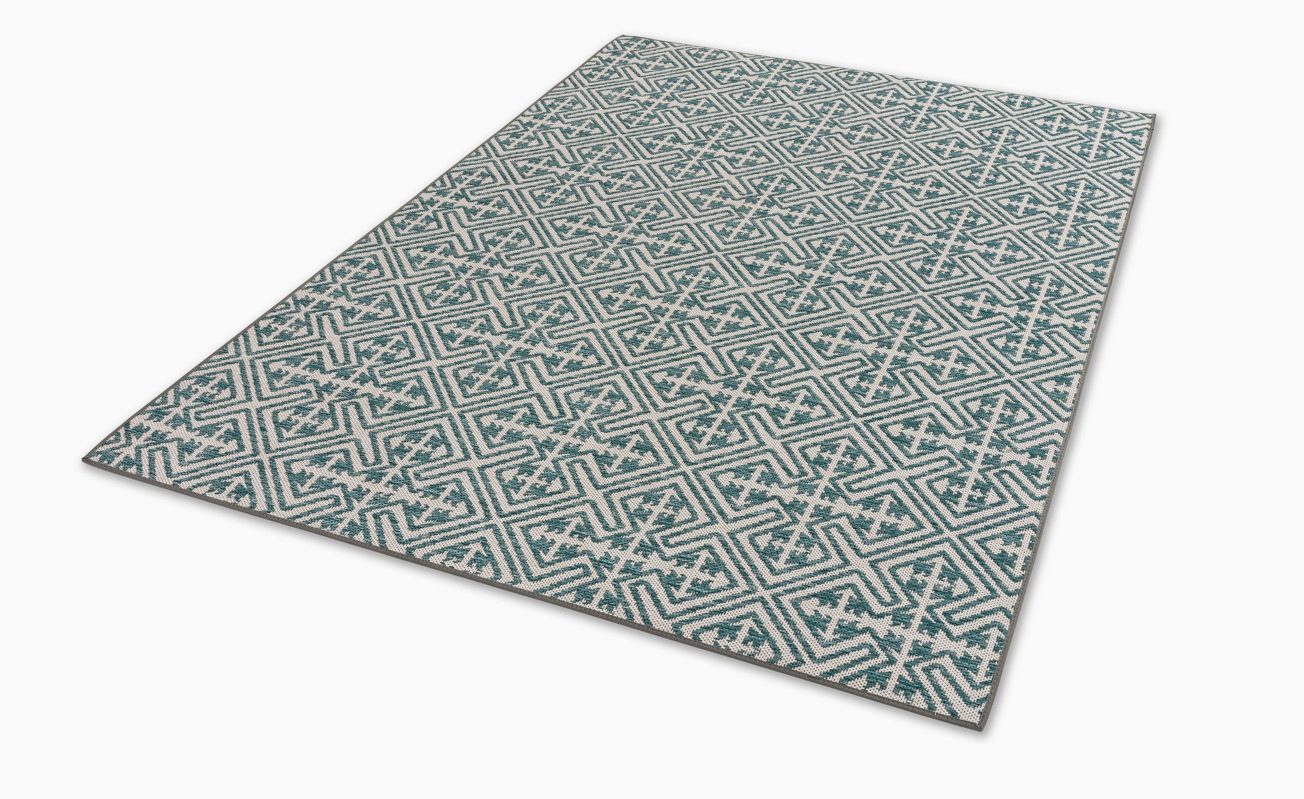 Thumbnail - Schöner Wohnen Outdoorteppich Parkland, Türkis, Beige, Textil, Graphik, rechteckig, 170x240 cm, für Fußbodenheizung geei...