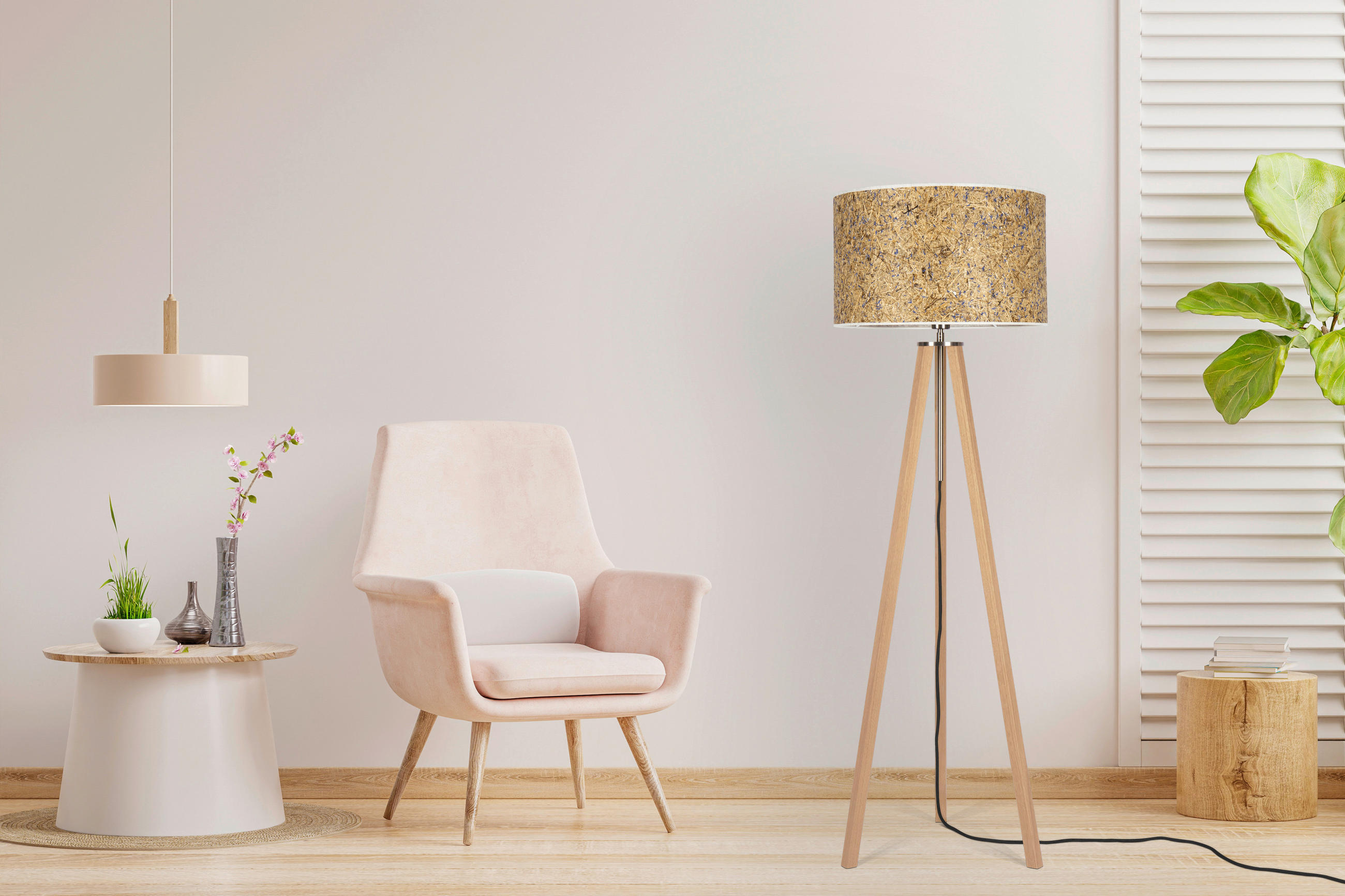 STEHLEUCHTE  50/150/50 cm   - Blau/Eiche Bianco, Basics, Naturmaterialien/Holz (50/150/50cm)