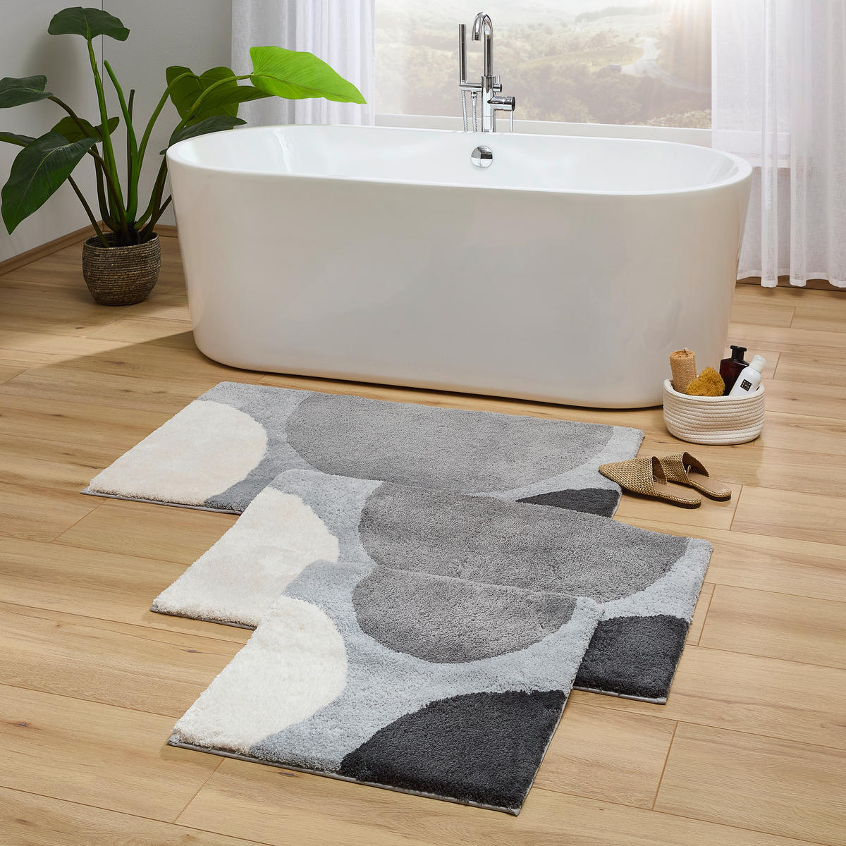 BADEMATTE Grau 60/60 cm  - Grau, Basics, Kunststoff/Textil (60/60cm) - Esposa