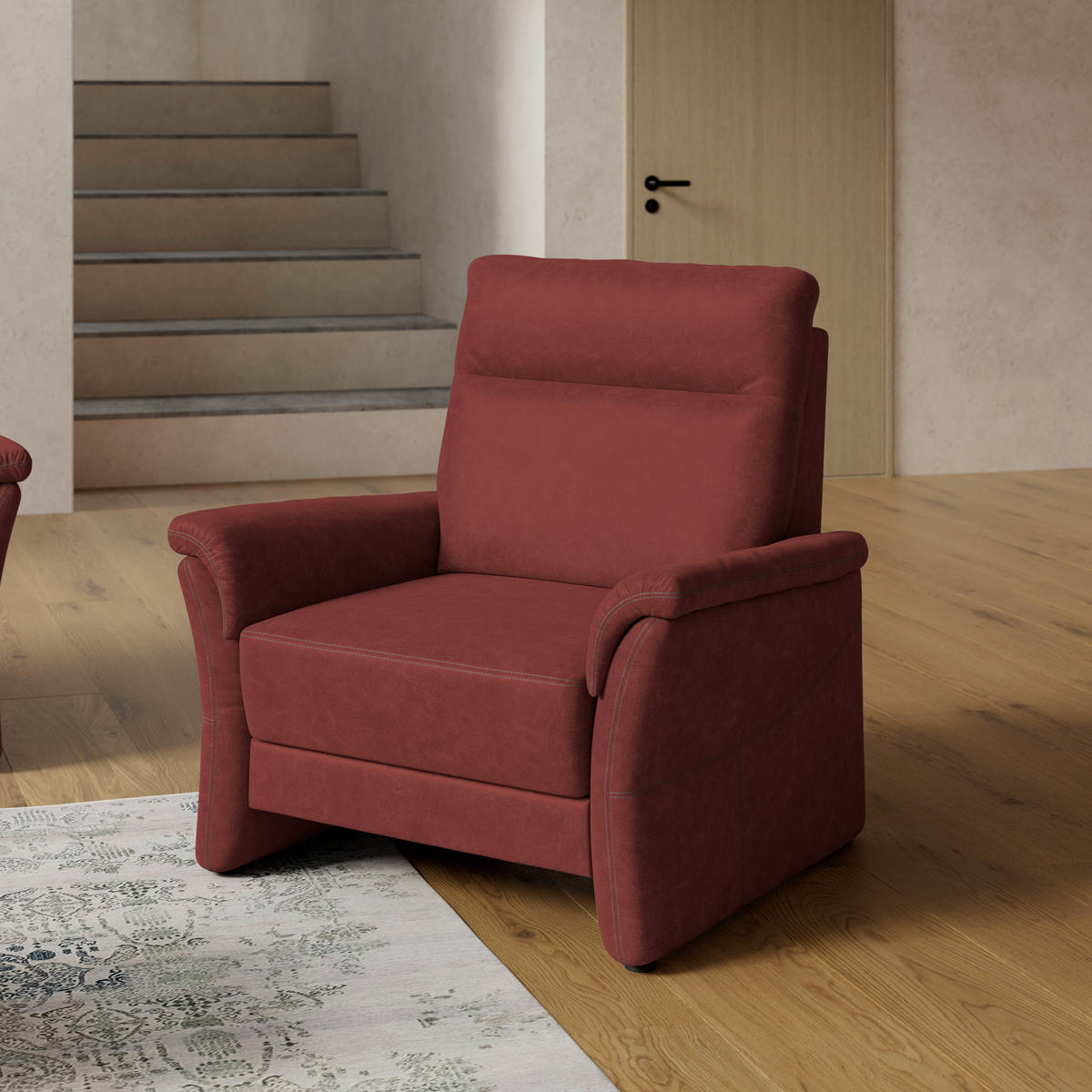SESSEL Mikrofaser Rotbraun  - Rotbraun/Schwarz, Konventionell, Kunststoff/Textil (104/98/91cm) - Elegando