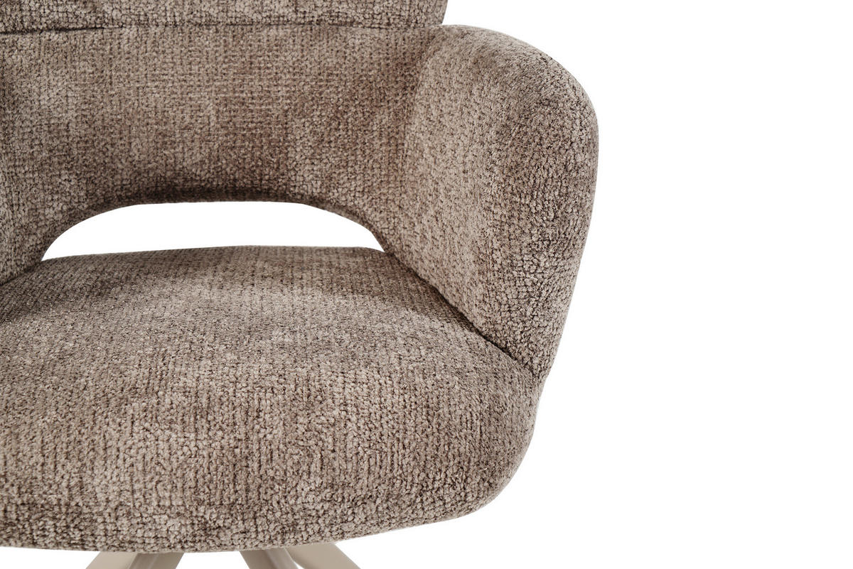 ARMLEHNSTUHL  Sitzfläche 360° drehbar Mikrofaser  Taupe  - Taupe, MODERN, Textil/Metall (61/88/63cm) - Livetastic
