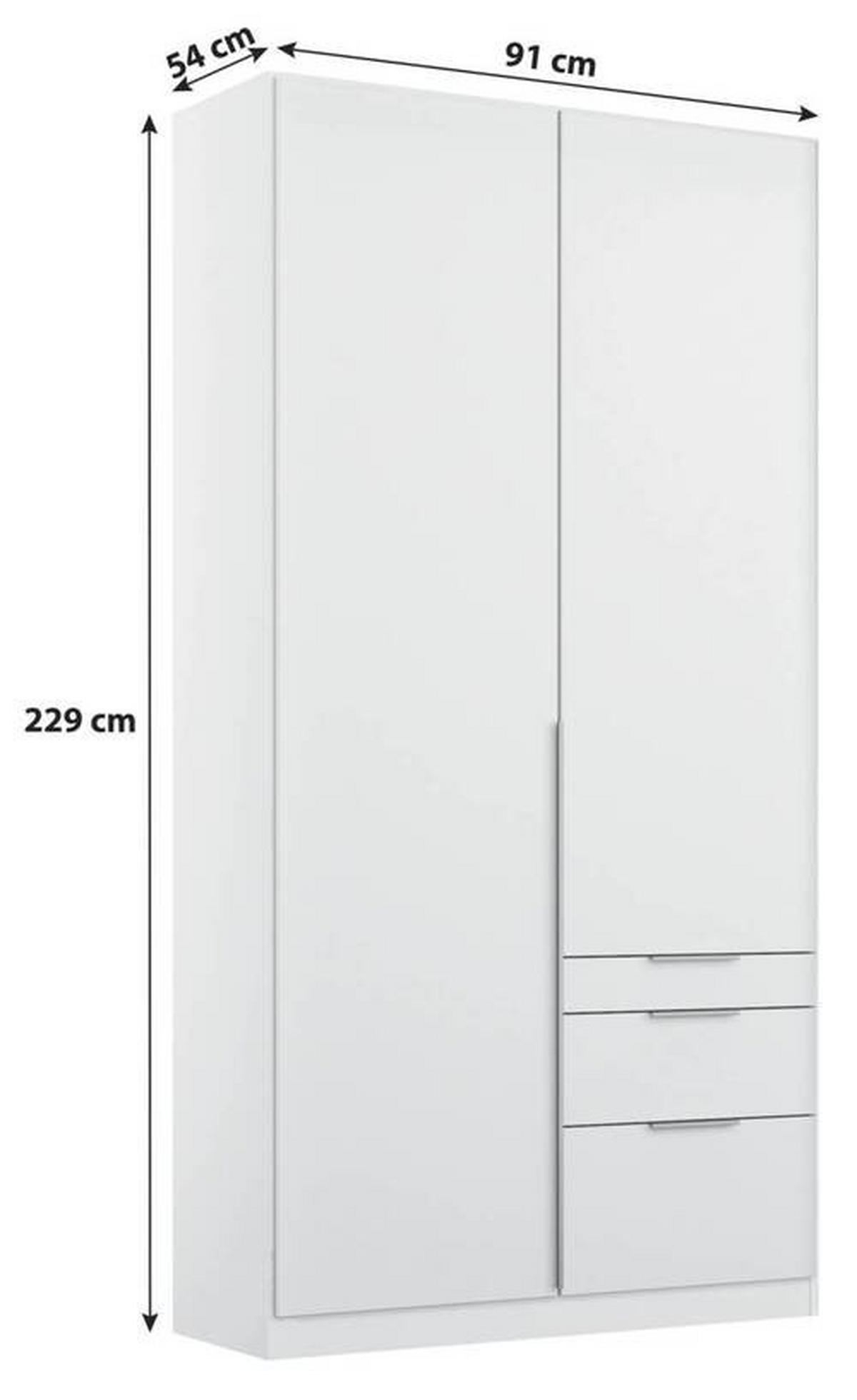 NYÍLÓAJTÓS SZEKRÉNY fehér  - alumínium színű/fehér, Modern, faalapú anyag/fém (91/229/54cm) - Rauch Möbel