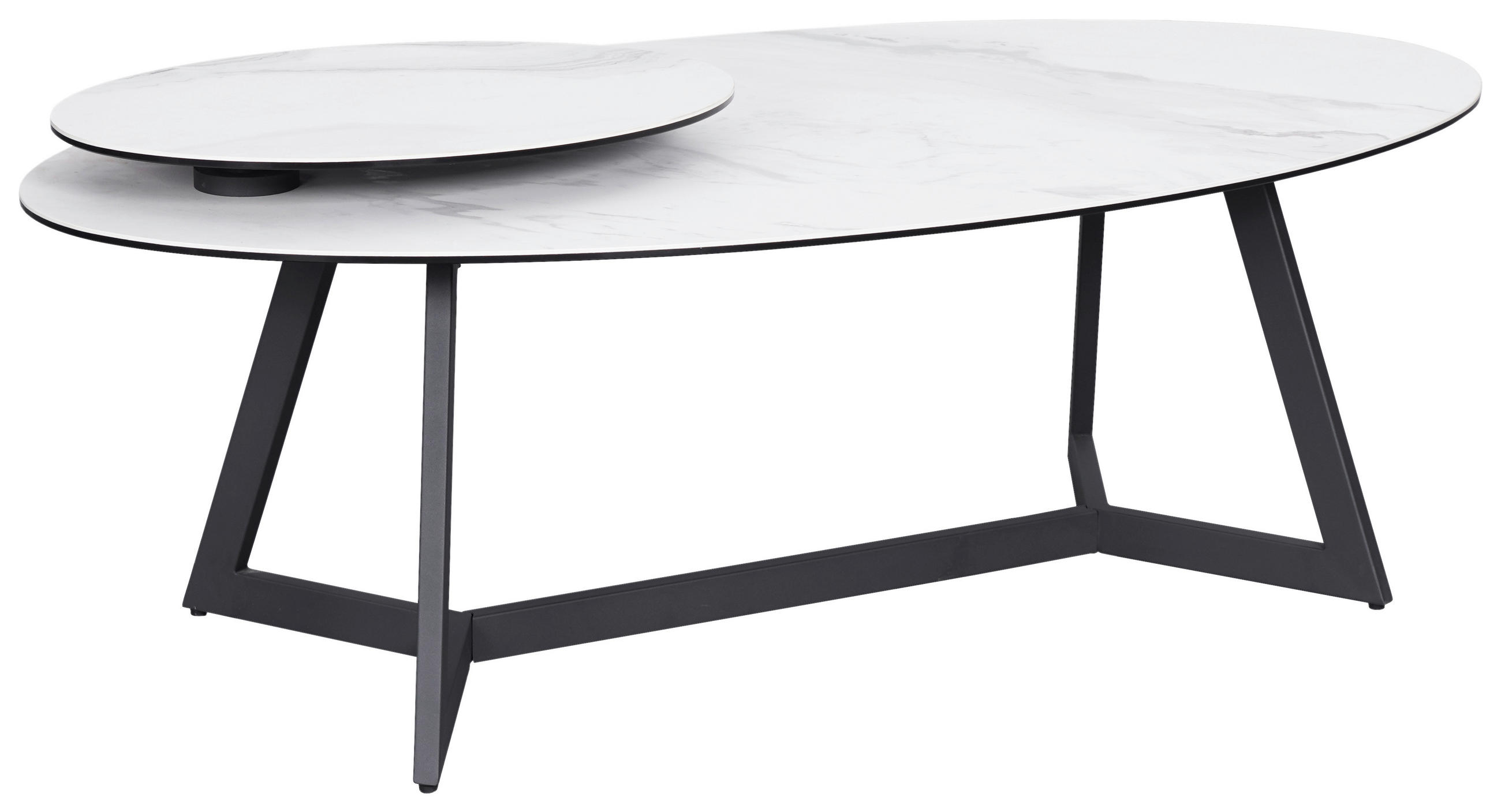 COUCHTISCH ESG 130/70/48 cm oval Anthrazit, Weiß  - Anthrazit/Weiß, Design, Glas/Keramik (130/70/48cm) - Dieter Knoll
