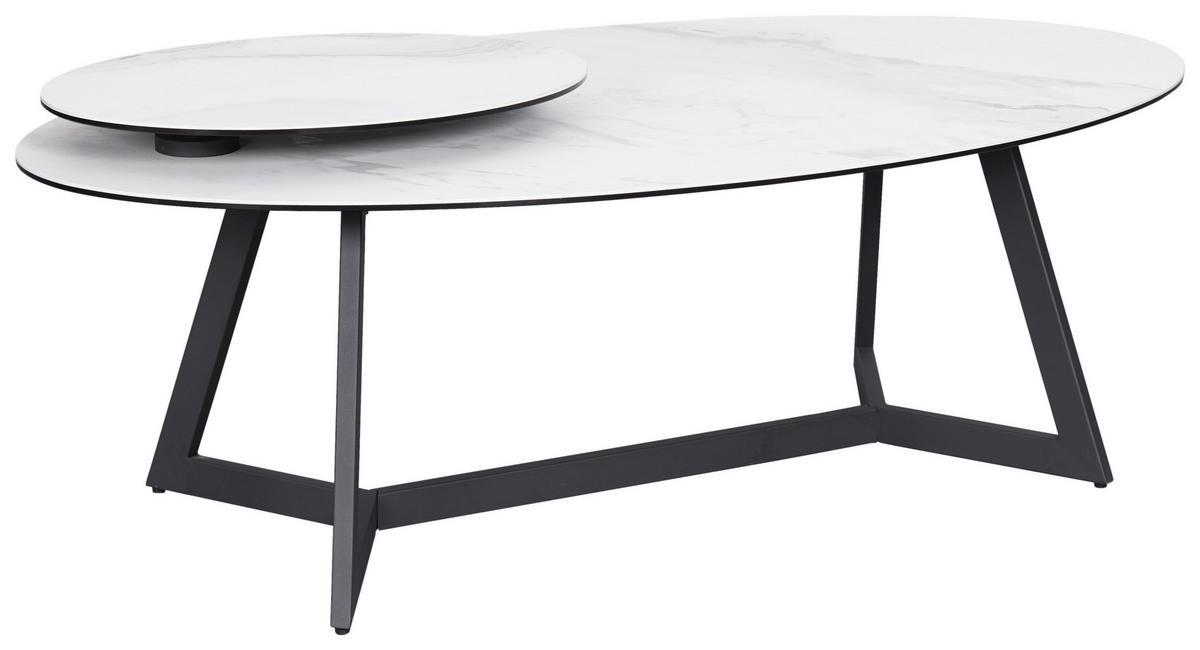 COUCHTISCH ESG 130/70/48 cm oval Anthrazit, Weiß  - Anthrazit/Weiß, Design, Glas/Keramik (130/70/48cm) - Dieter Knoll