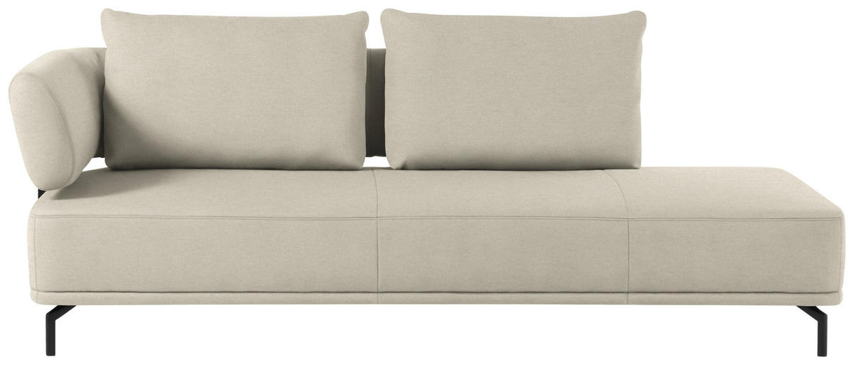 RÉCAMIERE in Flachgewebe Creme  - Creme/Schwarz, Design, Textil/Metall (227/89/101cm) - Dieter Knoll