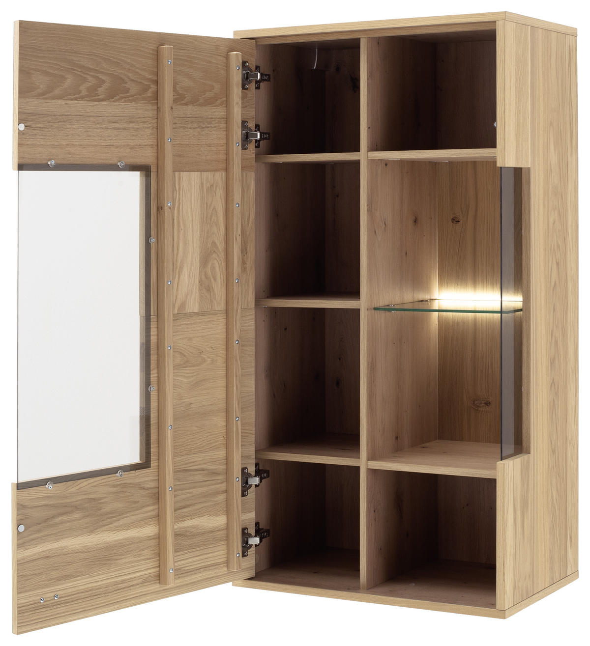 HÄNGEVITRINE in Anthrazit, Eiche Bianco   - Eiche Bianco/Anthrazit, Design, Glas/Holz (64/119/37cm) - MID.YOU