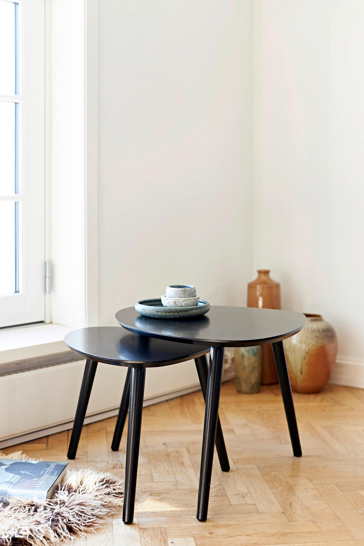 SATZTISCH Bambus vollmassiv Schwarz  - Schwarz, MODERN, Holz (68/57/45cm) - MID.YOU