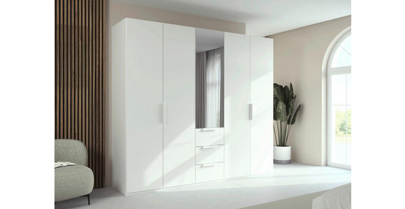 DREHTÜRENSCHRANK 251/235/61 cm,  in Weiß, 5-türig  - Weiß, Basics, Glas/Holzwerkstoff (251/235/61cm) - Novel