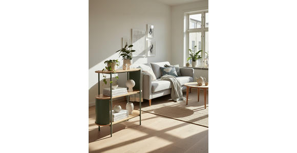 REGAL Grün, Naturfarben  - Naturfarben/Grün, Trend, Holzwerkstoff/Metall (80/95/33,8cm) - Xora