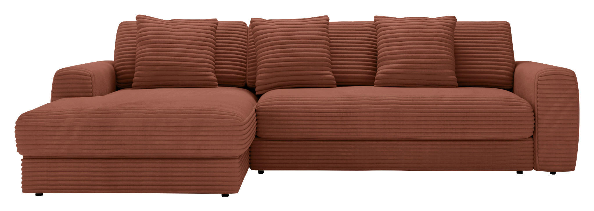 ECKSOFA Bronzefarben Cord  - Schwarz/Bronzefarben, MODERN, Kunststoff/Textil (182/302cm) - Carryhome