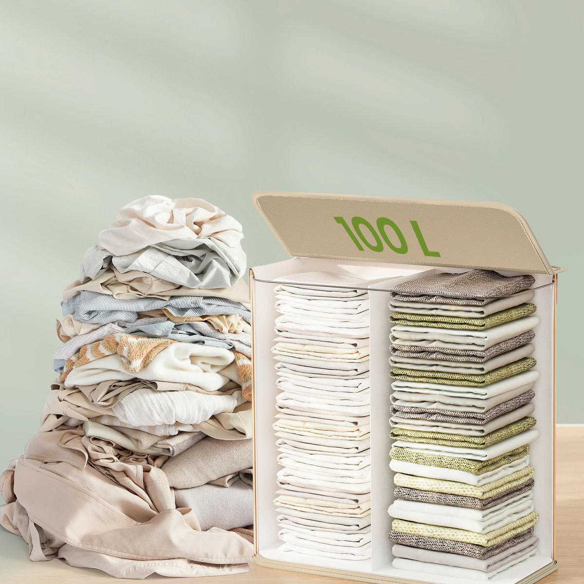 WÄSCHEKORB - Naturfarben, Trend, Naturmaterialien/Holzwerkstoff (52/61/32cm) - Boxxx