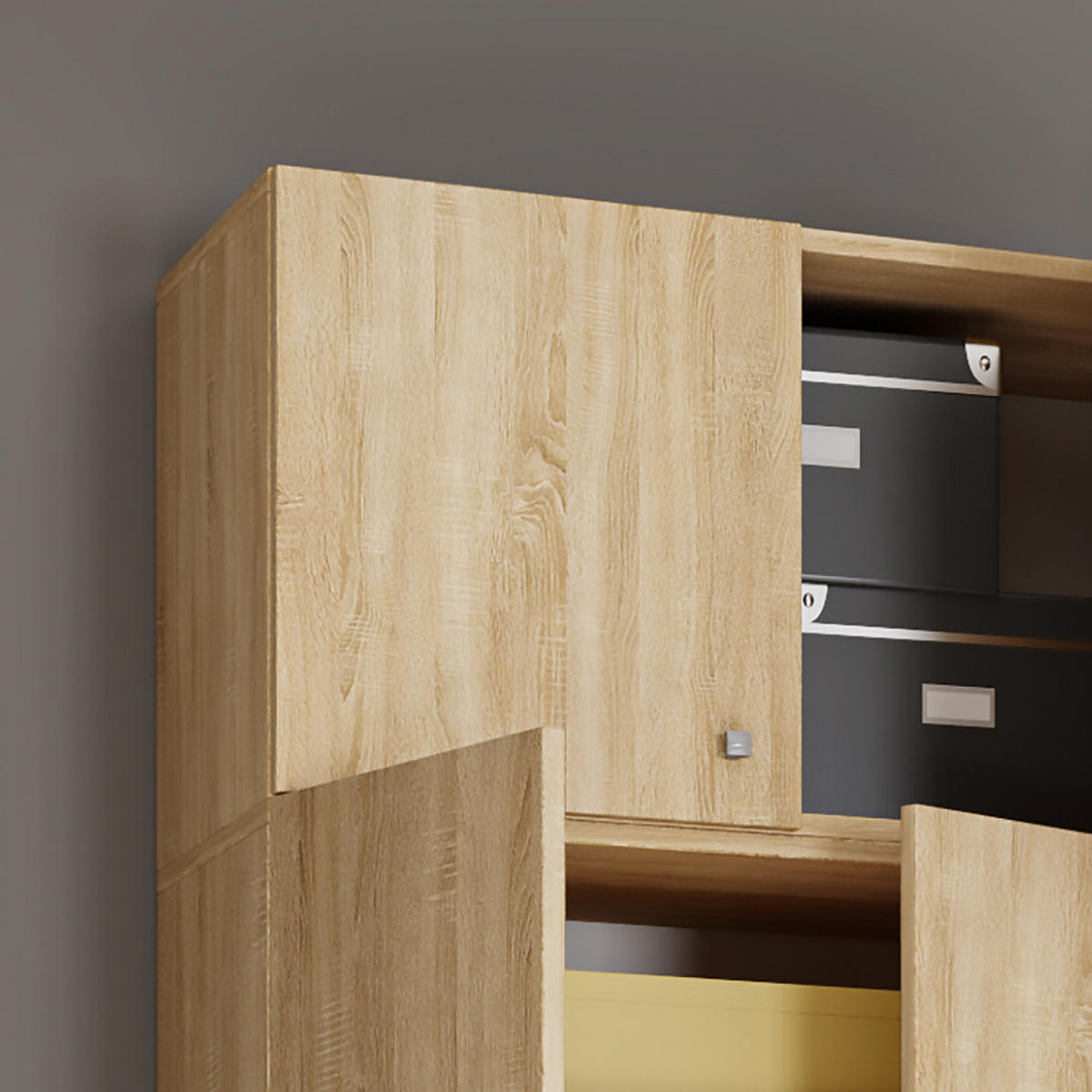 MEHRZWECKSCHRANK 70/223/39 cm  in Sonoma Eiche  - Schwarz/Grau, MODERN, Holzwerkstoff/Kunststoff (70/223/39cm) - MID.YOU