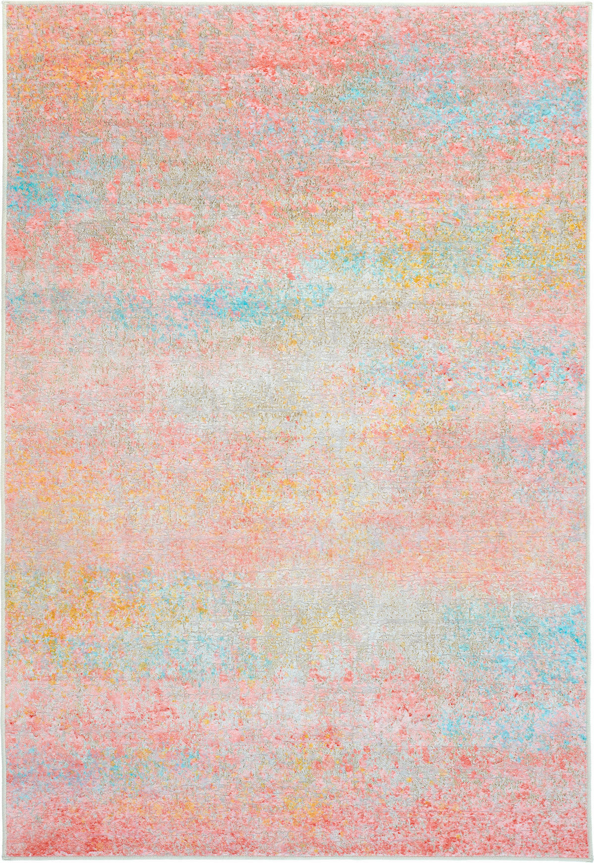 VINTAGE-TEPPICH 130/190 cm ONDEA FIORITH, waschbar Rosa, Türkis, Dunkelgelb  - Türkis/Dunkelgelb, Design, Kunststoff/Textil (130/190cm) - Lindorug