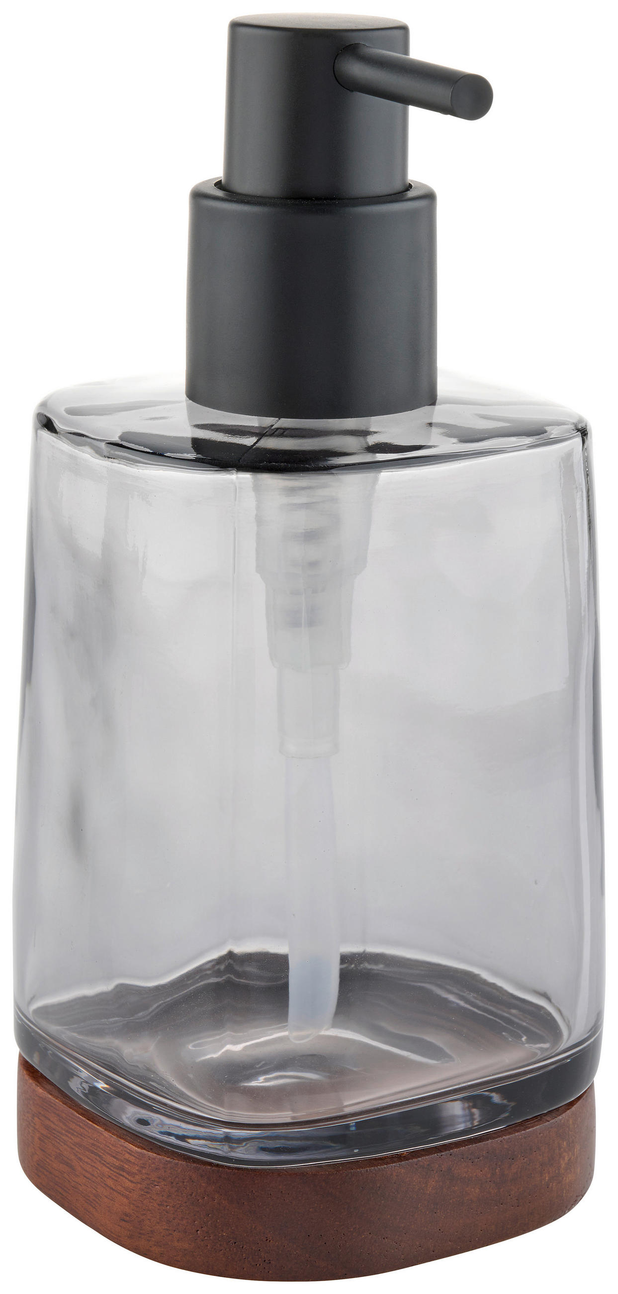 DÁVKOVAČ MÝDLA šedá, černá, barvy akácie - šedá/černá, Basics, dřevo/plast (7,5/15,6/7,5cm) - Homeware