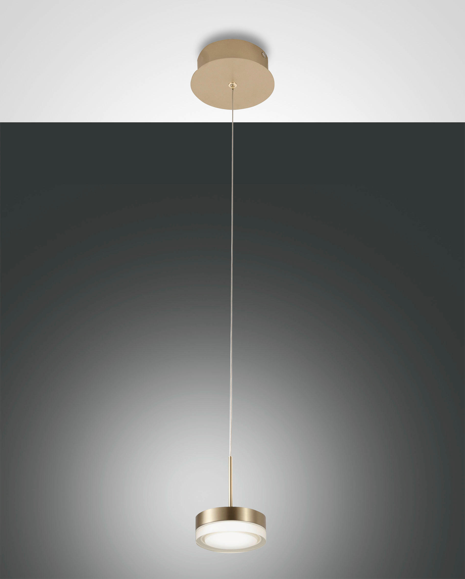 LED-PENDELLEUCHTE Dunk 14/200 cm   - Messingfarben, Basics, Metall (14/200cm) - Fabas Luce