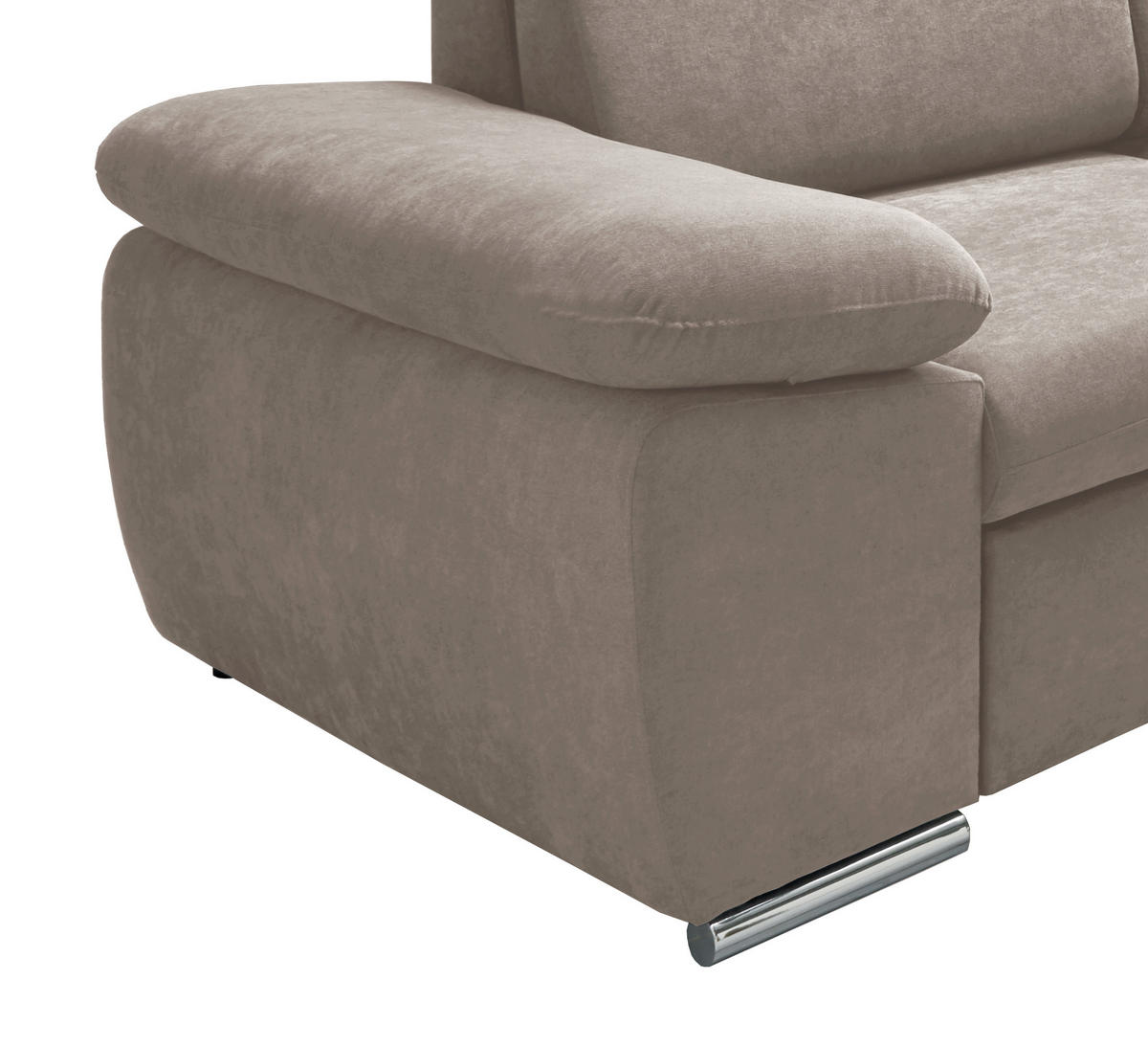 ECKSOFA  in Mikrofaser Taupe  - Taupe/Chromfarben, Design, Textil/Metall (283/228cm) - Livetastic