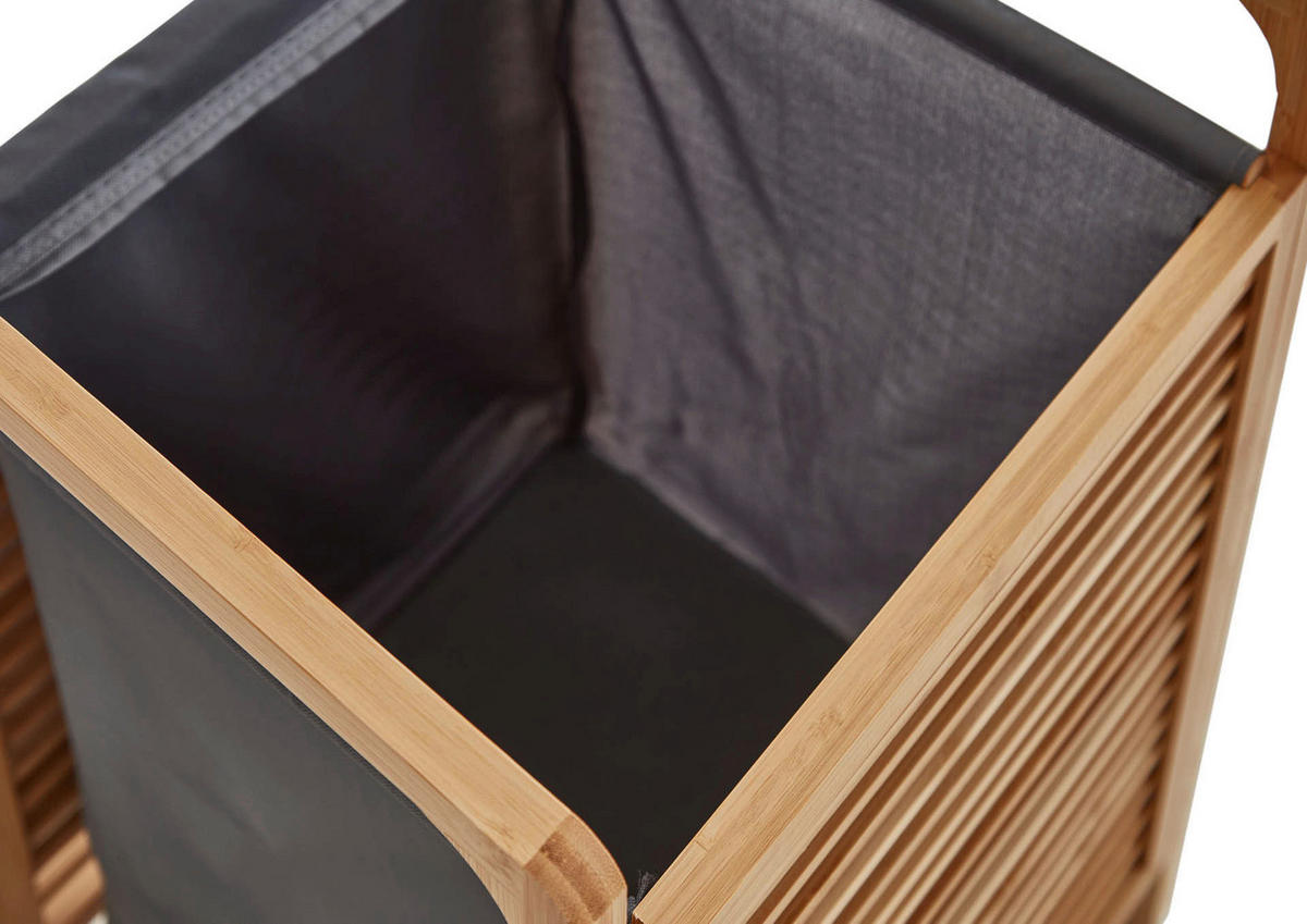 WÄSCHEKORB - Eichefarben/Grau, Design, Holzwerkstoff/Textil (31,8/75,5/60,6cm) - MID.YOU