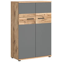 KOMMODE  in 80/122/37 cm  - Eichefarben/Schwarz, Holzwerkstoff/Kunststoff (80/122/37cm) - MID.YOU