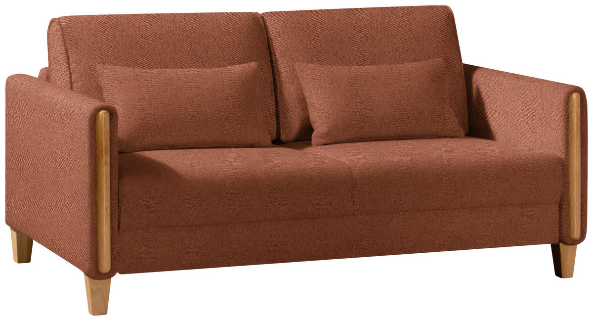 SCHLAFSOFA in Flachgewebe Buchefarben, Rostfarben  - Rostfarben/Buchefarben, Design, Holz/Textil (174/88/104cm) - Niels Andersson