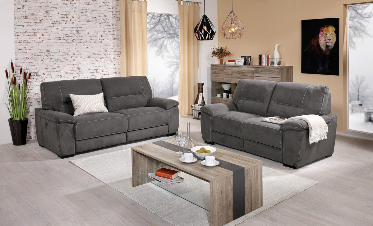 GARNITURA ZA SEDENJE tamnosiva  - tamnosiva/crna, Dizajnerski, tekstil (216/175/97/100cm) - Novel