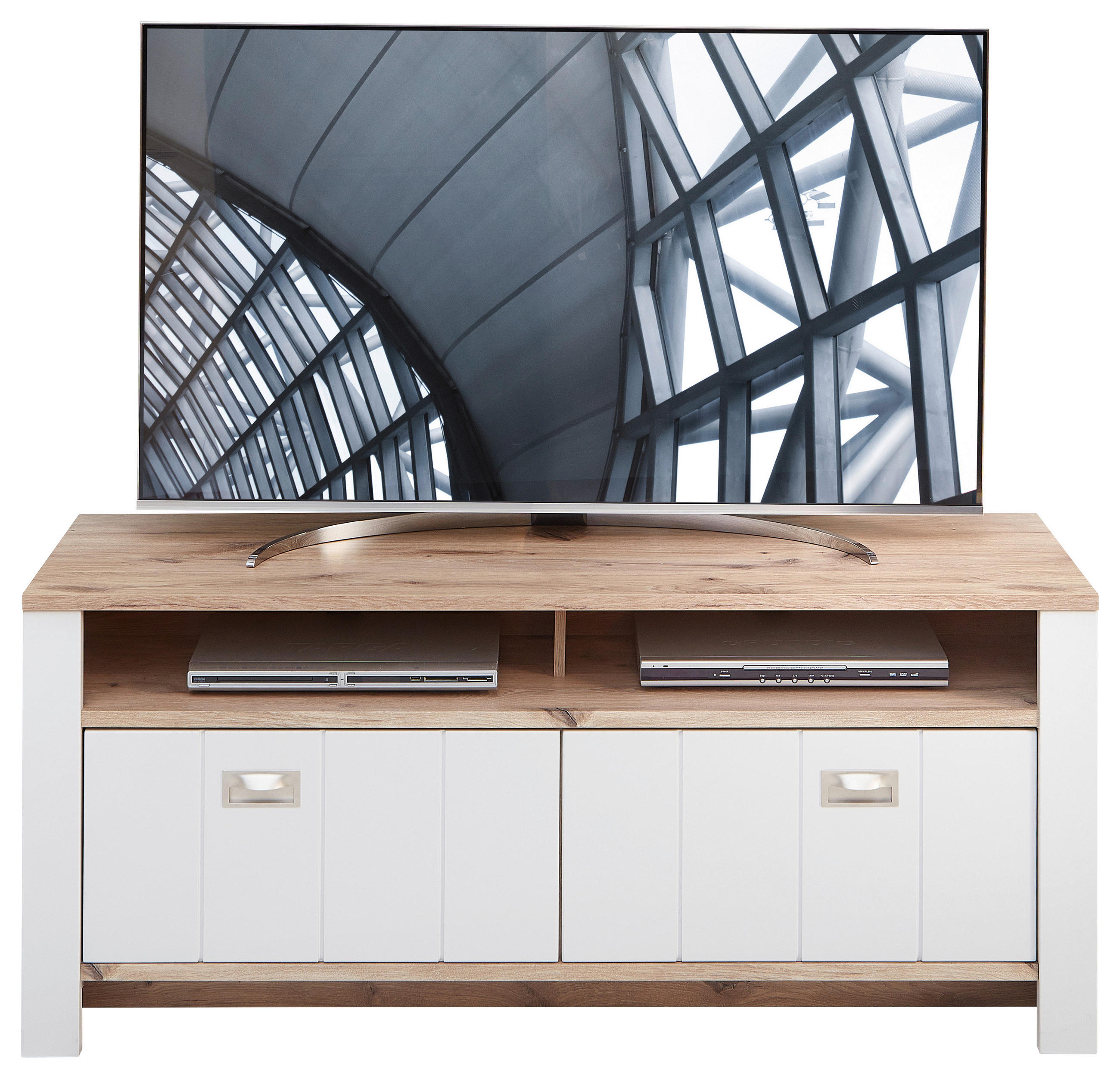COMODĂ TV 146,4/63,3/44,5 cm  - culoare nichel/alb, Konventionell, plastic/metal (146,4/63,3/44,5cm) - Hom`in