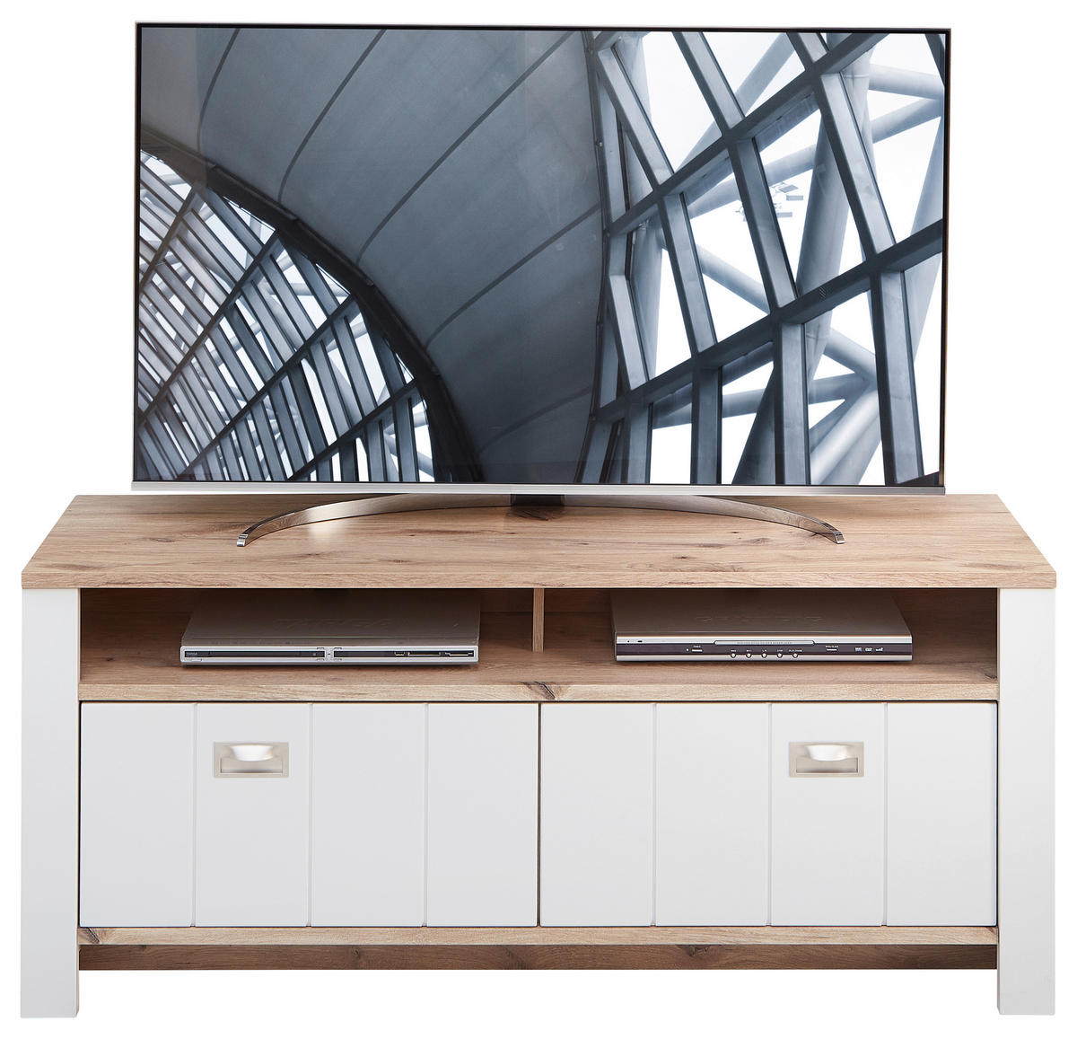 COMODĂ TV 146,4/63,3/44,5 cm  - culoare nichel/alb, Konventionell, plastic/metal (146,4/63,3/44,5cm) - Hom`in