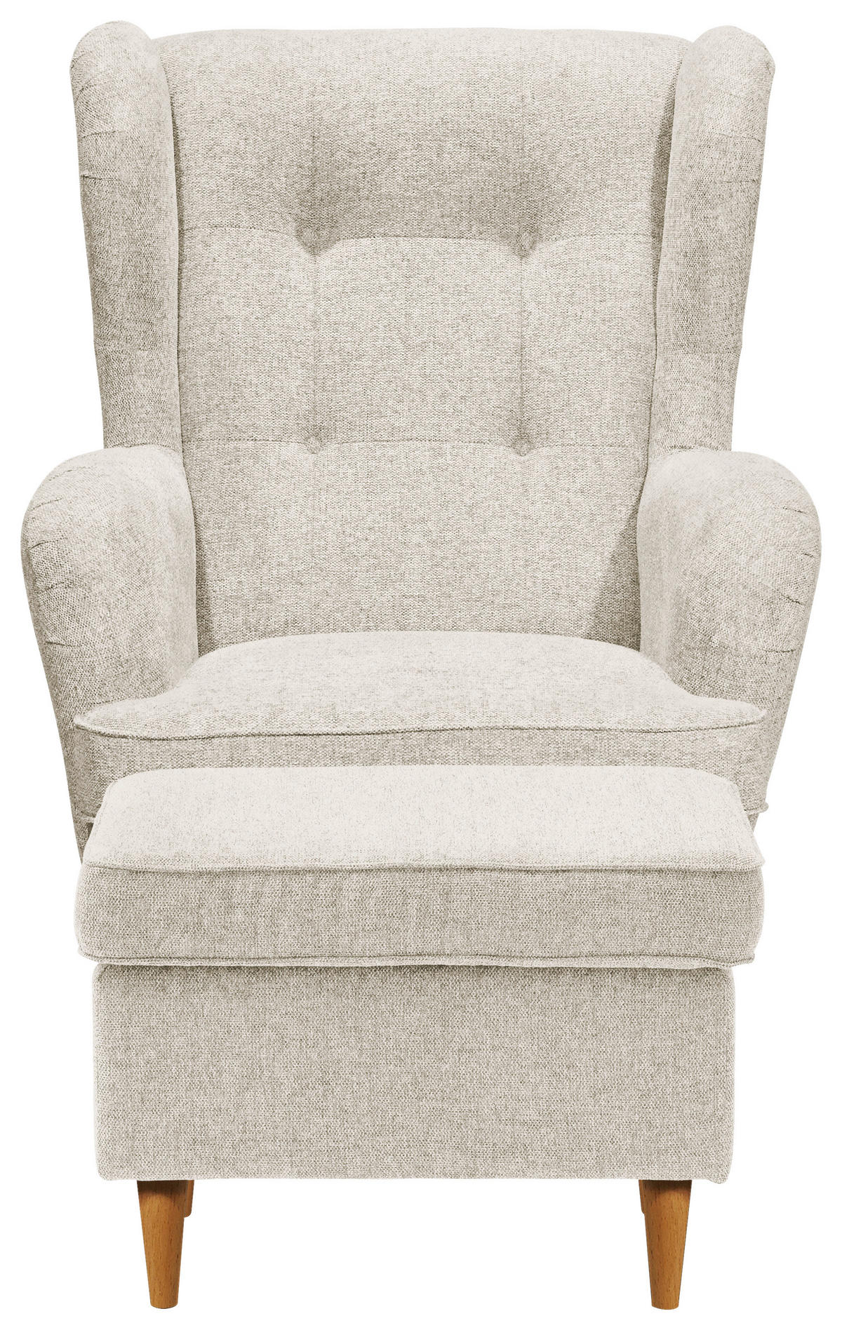 OHRENSESSEL Webstoff Creme, Eiche Wotan  - Eiche Wotan/Creme, Basics, Holz/Textil (78/102/98cm) - Carryhome