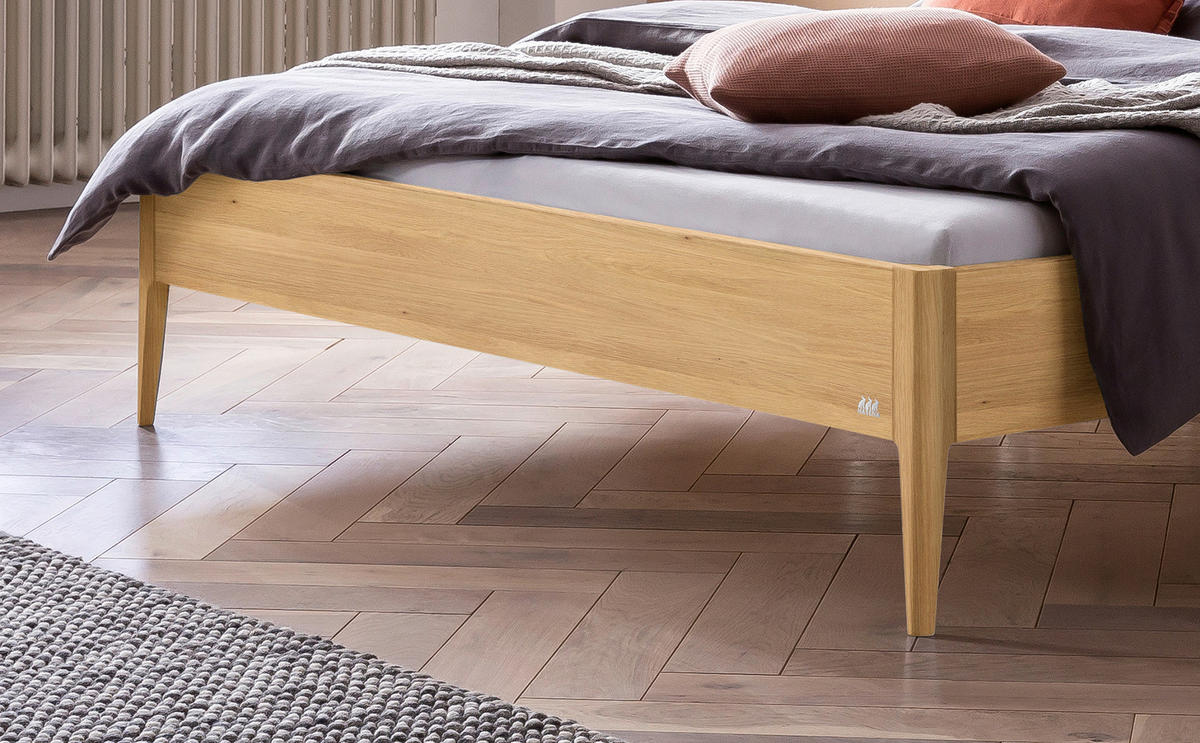BETT 180/200 cm  in Eichefarben, Hellgrau  - Eichefarben/Hellgrau, KONVENTIONELL, Holz/Textil (180/200cm) - Hasena