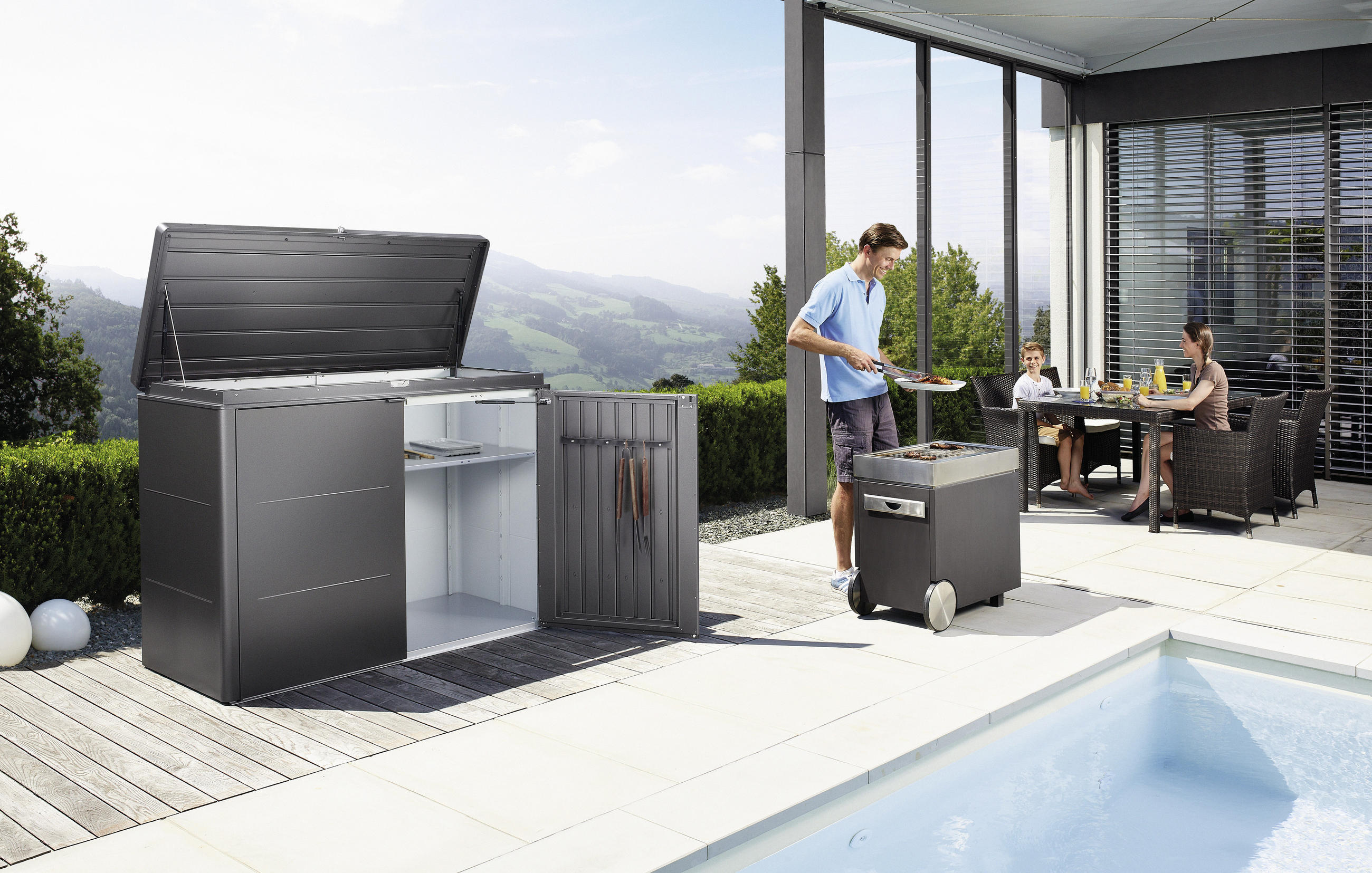 KISSENBOX 200/127/84 cm  - Dunkelgrau, Design, Metall (200/127/84cm) - Biohort