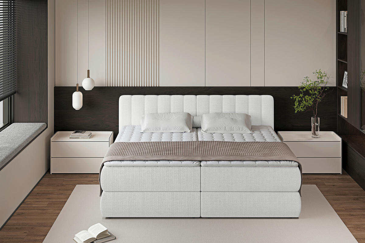 BOXSPRINGBETT 240/200 cm  in Beige  - Beige/Schwarz, Design, Kunststoff/Textil (240/200cm) - Chameo