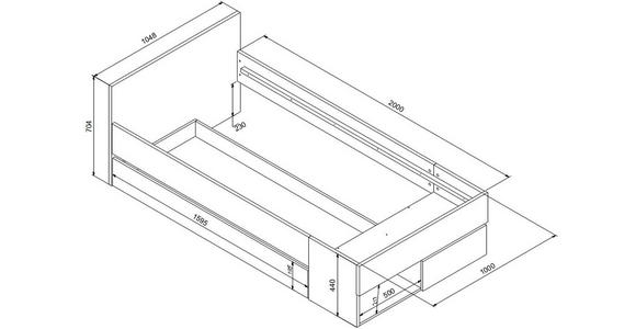 BETT 100/200 cm  in Weiß, Eiche Artisan  - Weiß/Eiche Artisan, KONVENTIONELL, Holzwerkstoff (100/200cm) - Xora