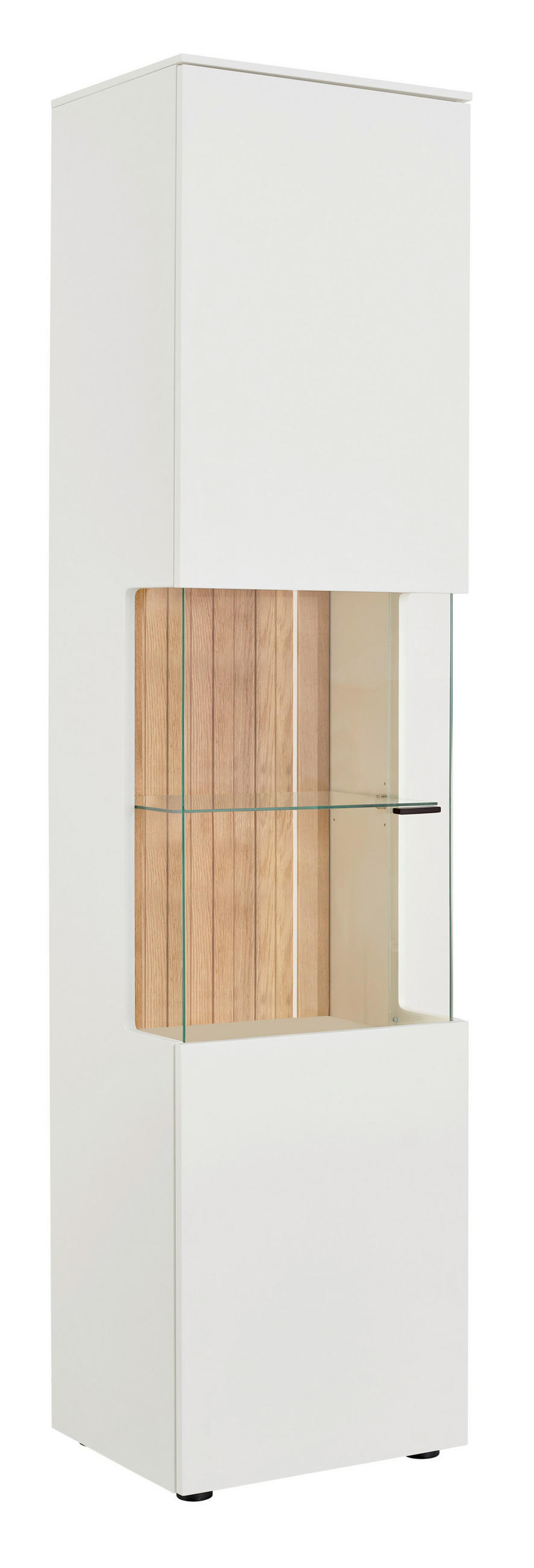 VITRINE in massiv Wildeiche Weiß, Eichefarben  - Eichefarben/Anthrazit, Design, Glas/Holz (50/202,8/42cm) - Novel