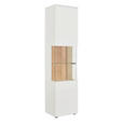 VITRINE  in massiv Wildeiche Weiß, Eichefarben - Eichefarben/Anthrazit, Design, Glas/Holz (50/202,8/42cm) - Novel