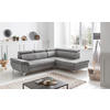 ECKSOFA Hellgrau Mikrofaser  - Chromfarben/Hellgrau, KONVENTIONELL, Textil/Metall (256/209cm) - Livetastic