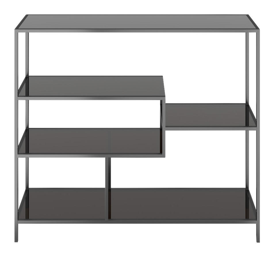 REGAL Anthrazit, Schwarz  - Anthrazit/Schwarz, Design, Glas/Metall (115/100/30cm) - Kare-Design