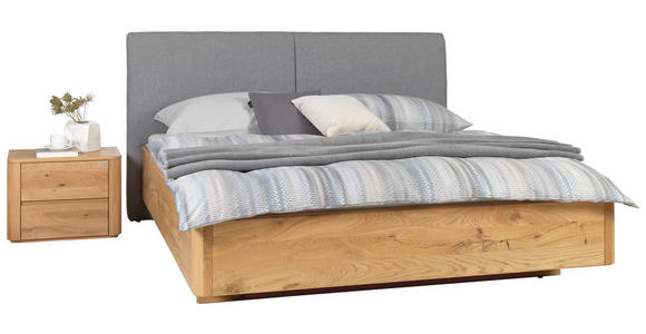 BETT 200/210 cm  in Grau, Eichefarben  - Eichefarben/Grau, KONVENTIONELL, Holz/Textil (200/210cm) - Valnatura