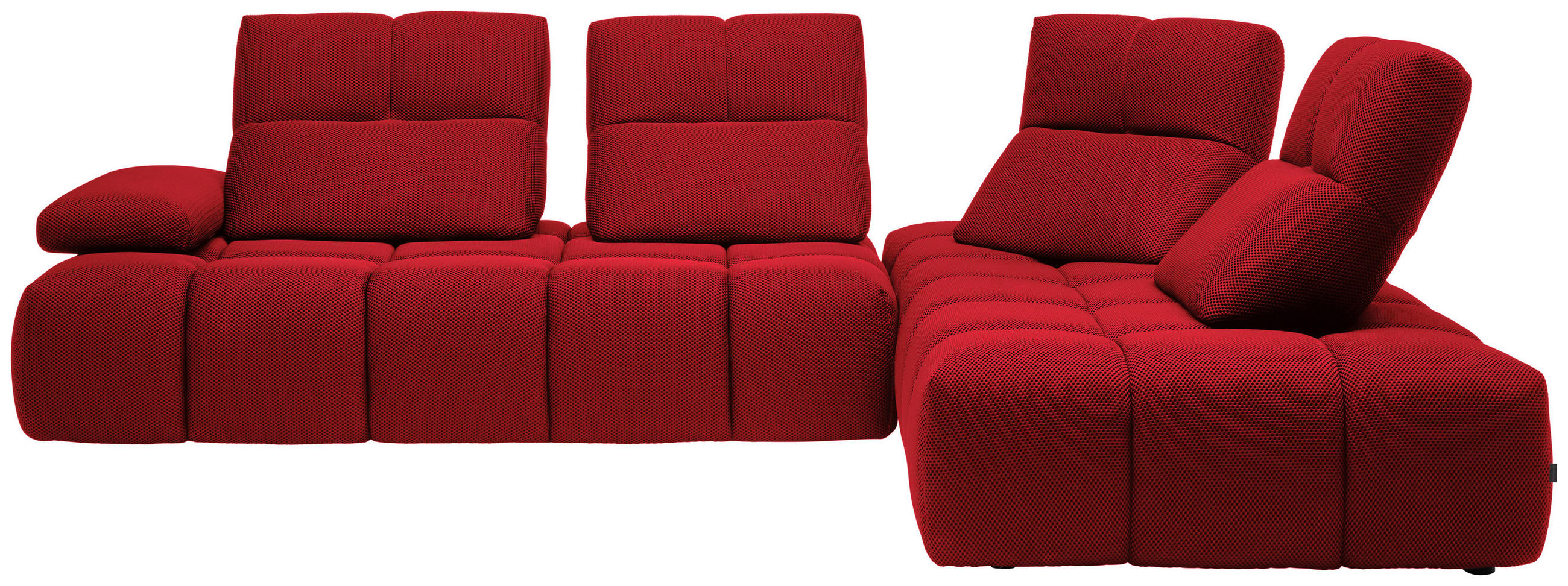 ECKSOFA in Struktur Rot  313/233 cm  - Rot/Schwarz, Design, Kunststoff/Textil (313/233cm) - Belluti