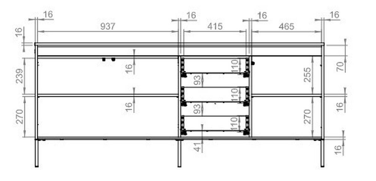 SIDEBOARD  in 192/82/40 cm  - Schwarz, Design, Holzwerkstoff (192/82/40cm) - Hom`in