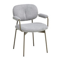 STOL MED ARMSTÖD järn teddy tyg  - ljusgrå/taupe, Modern, metall/trä (58,5/82,5/58cm) - Lomoco