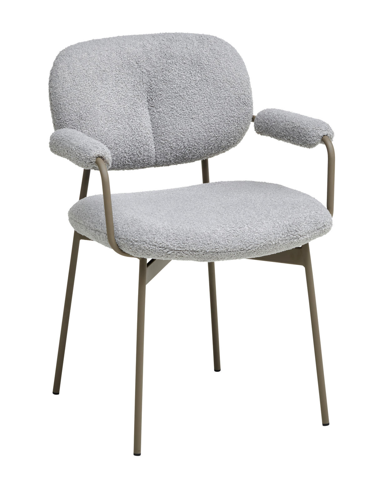 STOL MED ARMSTÖD järn teddy tyg  - ljusgrå/taupe, Modern, metall/trä (58,5/82,5/58cm) - Lomoco