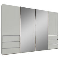 SCHWEBETÜRENSCHRANK  in Weiß  - Chromfarben/Weiß, Design, Glas/Holzwerkstoff (330/217/67cm) - Novel